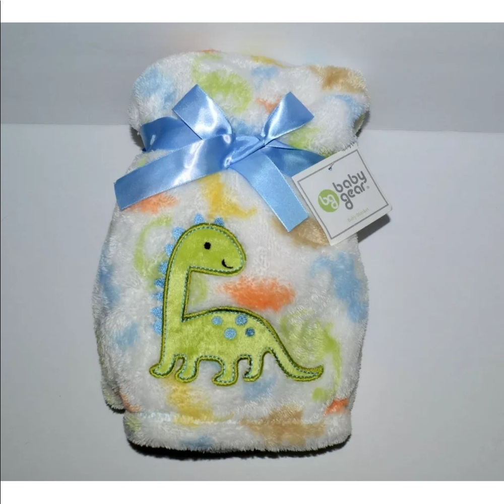 Baby Gear Boy Green DINOSAUR Dino Star Fleece Blanket Lovey 30x40 Plush HTF